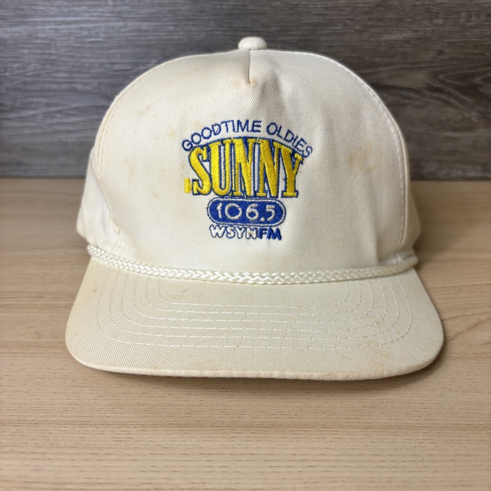 VINTAGE Sunny 106.5 WSYNFM Hat Cap Snap Back Embroidered Promo Radio Mens 90s